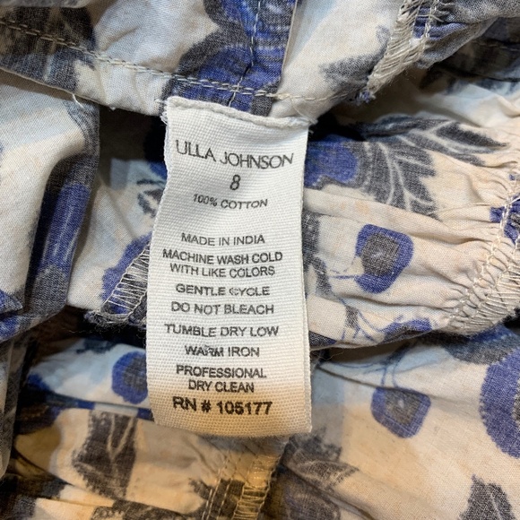 Ulla Johnson Capsule Collection Celia Dress Size 8 Lapis Floral Blue Ivory Boho - Picture 13 of 14